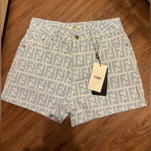 Fendi Blue High Waist Shorts